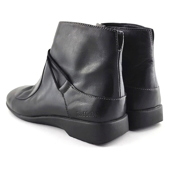 Josef Seibel Black Leather Ankle Boots White Stitching Square Toe & Heel Size 39 - Picture 4 of 16